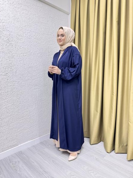 CEREMONY 58102 MEMORY CUPRA KOLLARI BÜZGÜLÜ KAFTAN LACİVERT