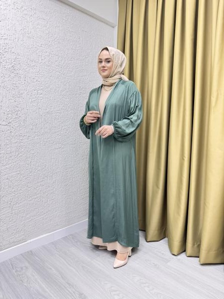CEREMONY 58102 MEMORY CUPRA KOLLARI BÜZGÜLÜ KAFTAN TURMALİN YEŞİL
