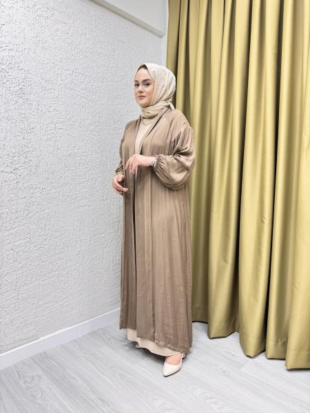 CEREMONY 58102 MEMORY CUPRA KOLLARI BÜZGÜLÜ KAFTAN KAKAO