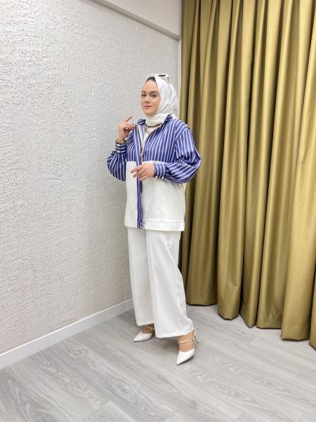 MISSEMRAMISS 4839 ÇİZGİLİ TUNİK LACİVERT