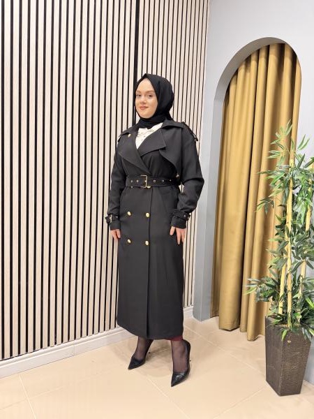 MISSEMRAMISS 4721 ROSE TRENÇKOT SİYAH
