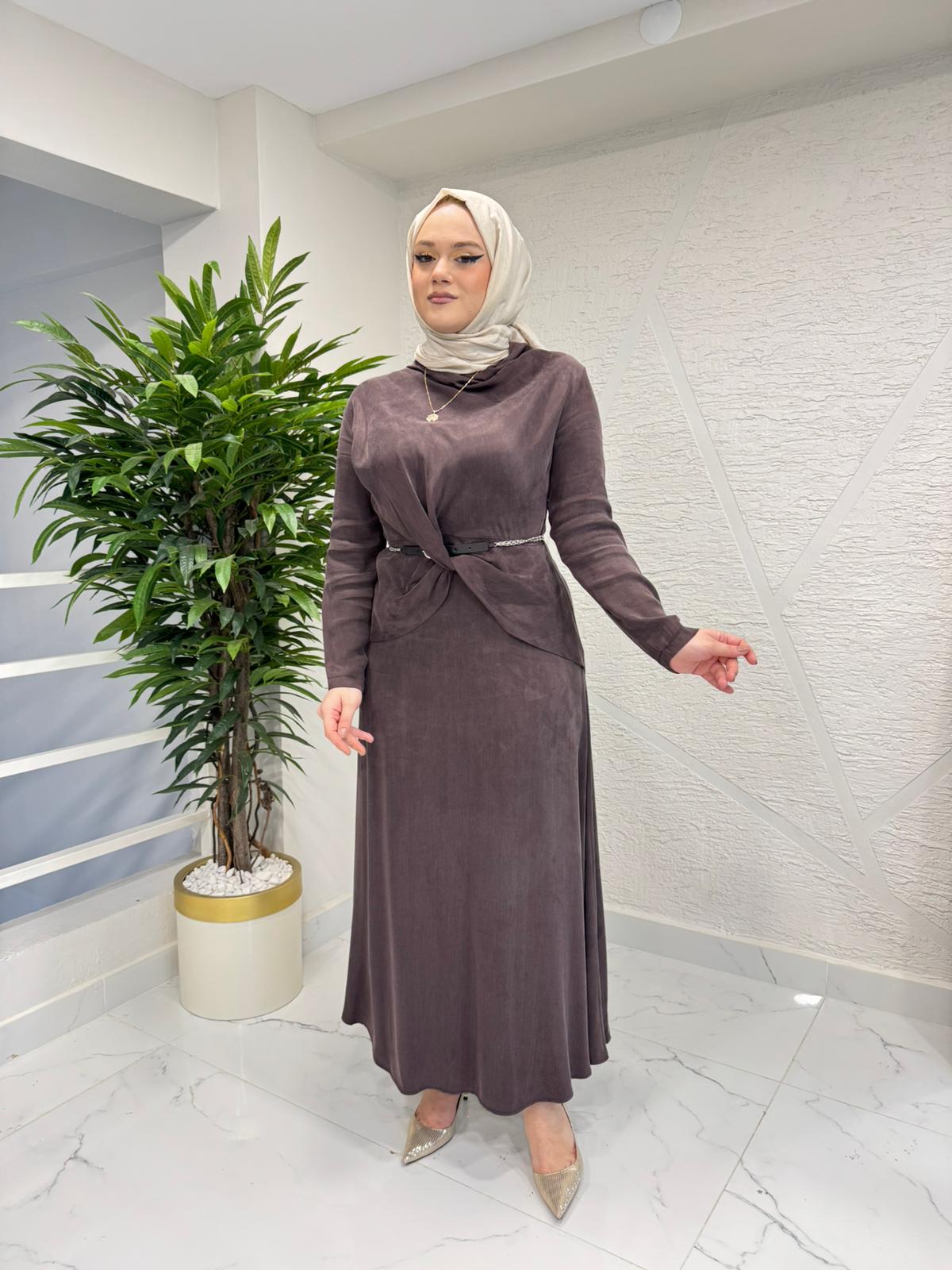 WENNORA 1002 QUEEN ELBİSE KAHVERENGİ