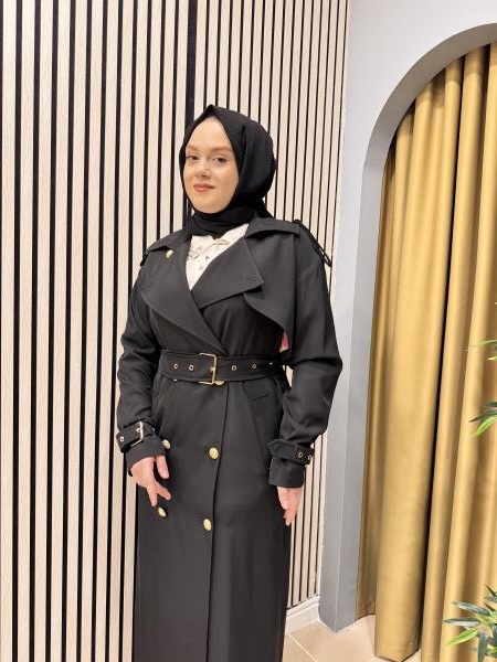 MISSEMRAMISS 4721 ROSE TRENÇKOT SİYAH