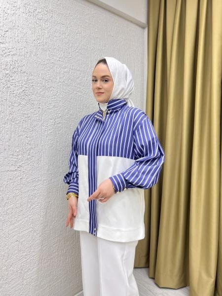 MISSEMRAMISS 4839 ÇİZGİLİ TUNİK LACİVERT