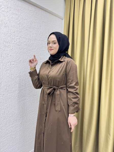 LİSA 5081 GÖMLEK ELBİSE KAHVERENGİ