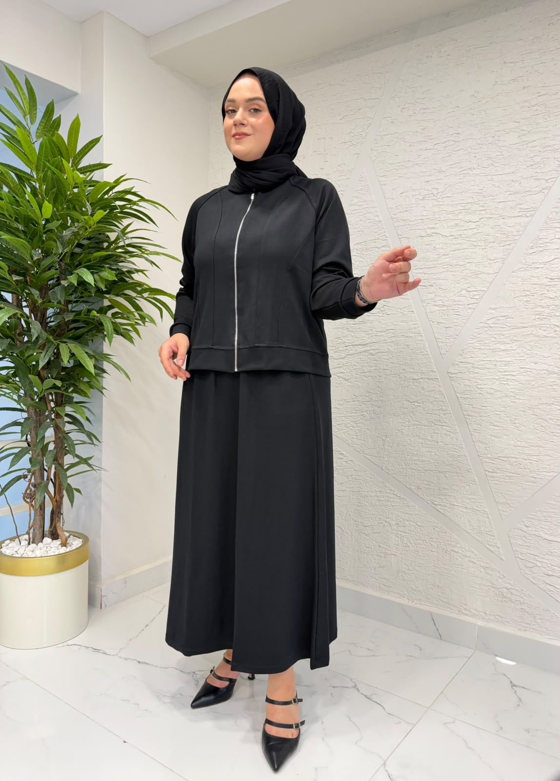MİHRAN 3135 FERMUARLI ETEK TAKIM SİYAH