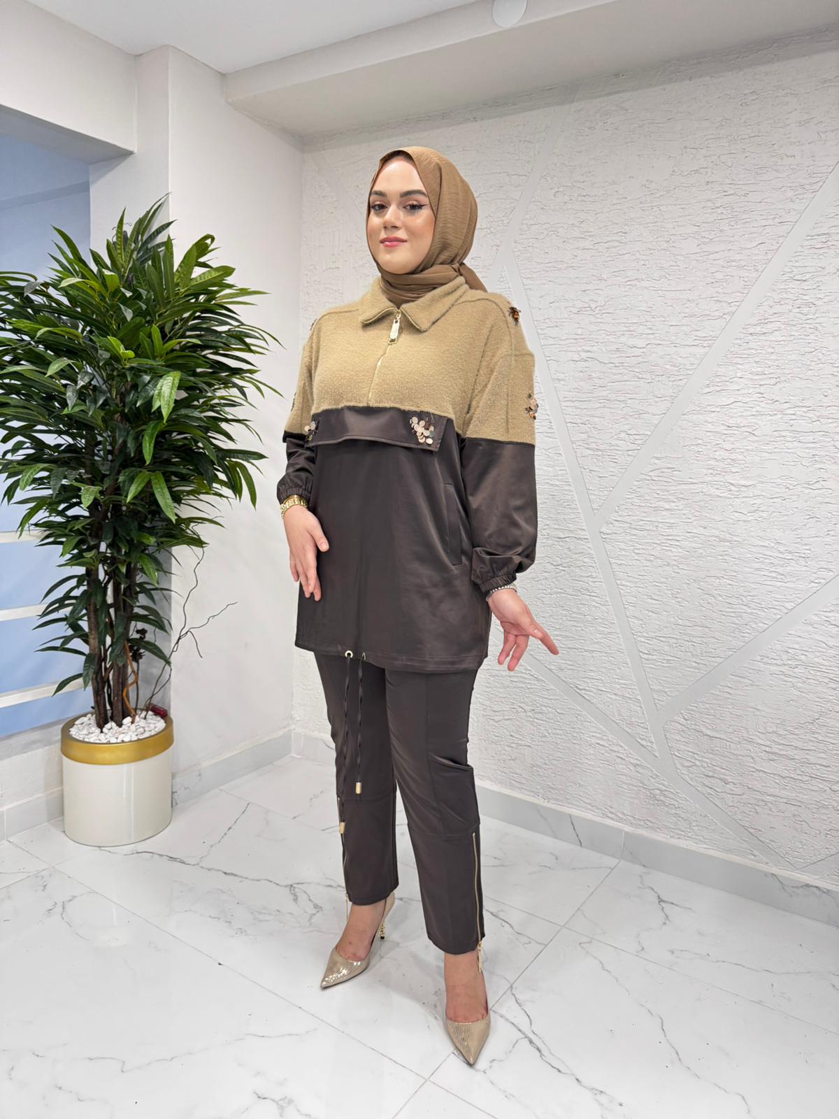 MISSEMRAMISS 4991 FLOWVA TAKIM BEJ-KAHVERENGİ