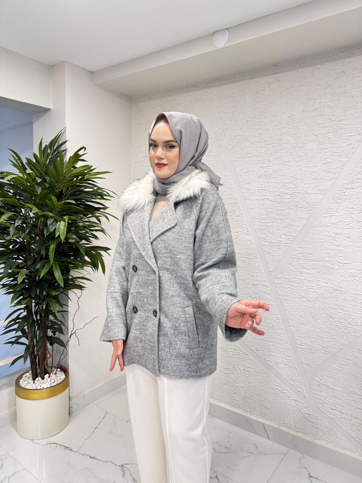 LİSA 6080 KAŞE KÜRKLÜ KABAN GRİ