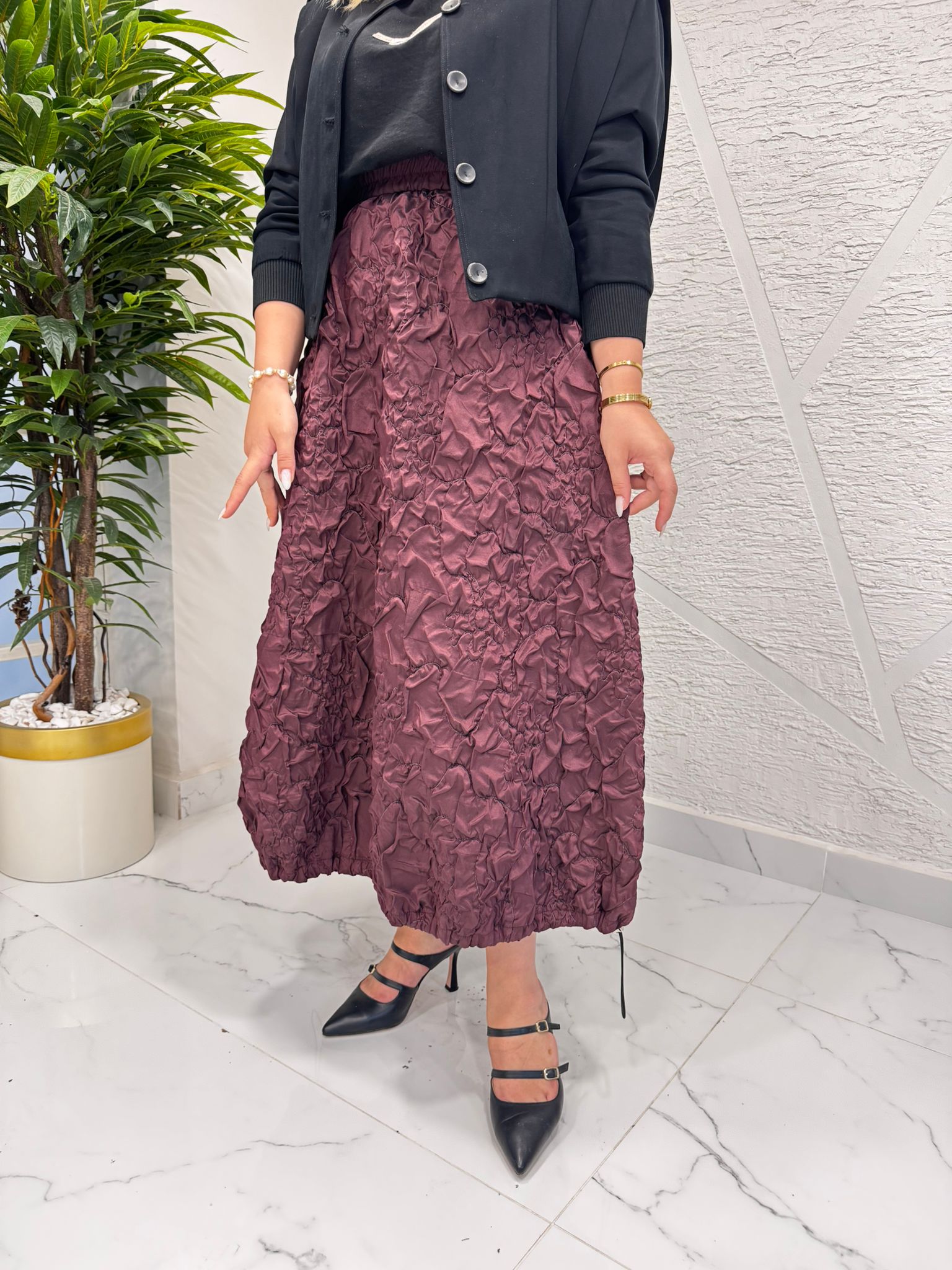 CEREMONY 6697 STAR DESEN BÜZGÜLÜ ETEK BORDO