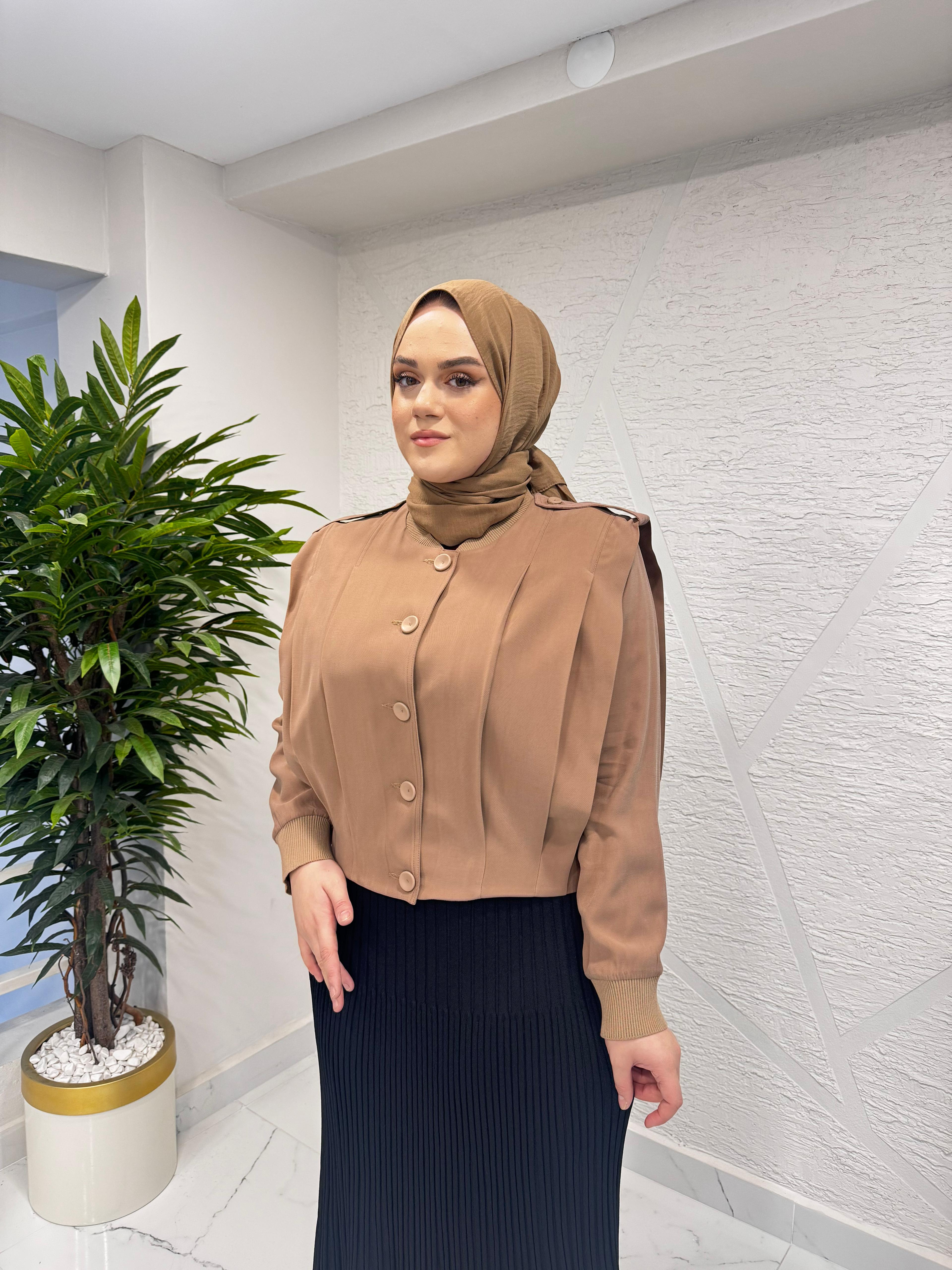 CEREMONY 6817 ANJELİK APOLETLİ KISA CEKET CAMEL