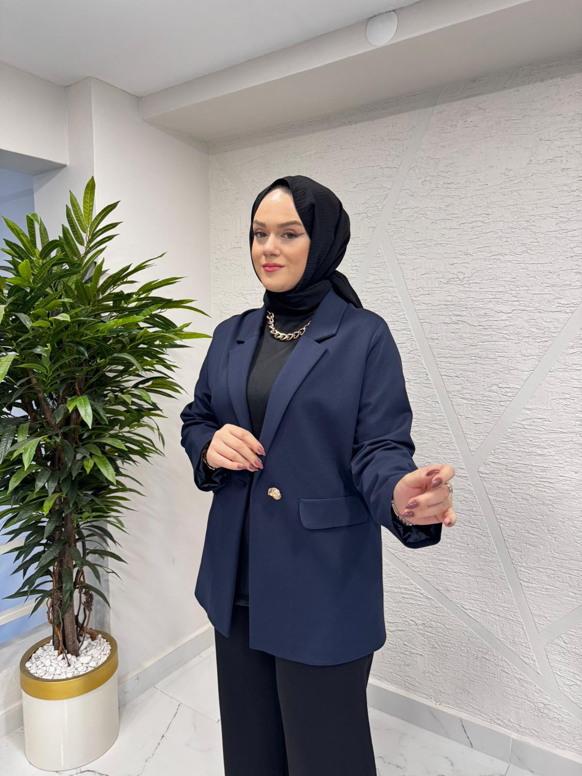 CEREMONY 6846 TEK DÜĞMELİ BLAZER ÇELİK CEKET LACİVERT