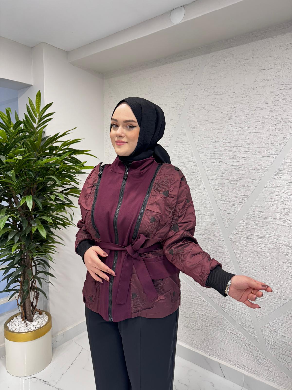 CEREMONY 6848 SANTANA ÖRME GARNİLİ KISA KAP BORDO