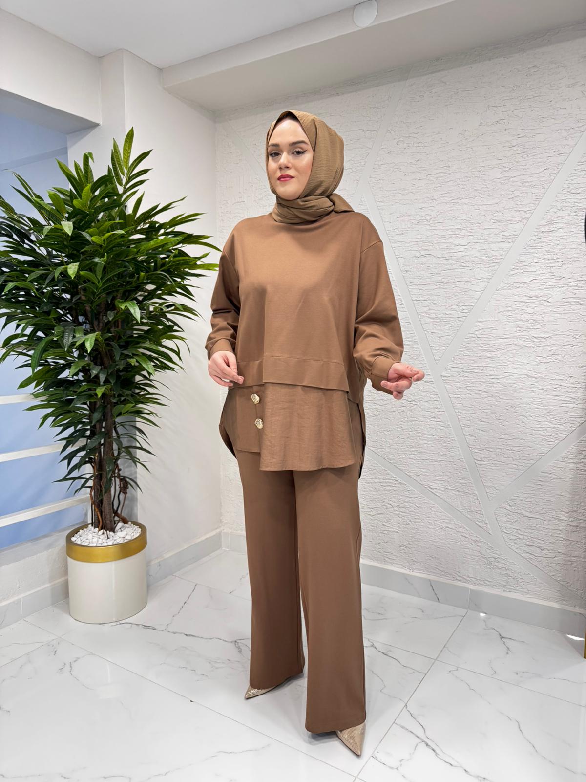 CEREMONY 6931 ÖNÜ GOLD DÜĞME DETAYLI PANTOLONLU TAKIM CAMEL