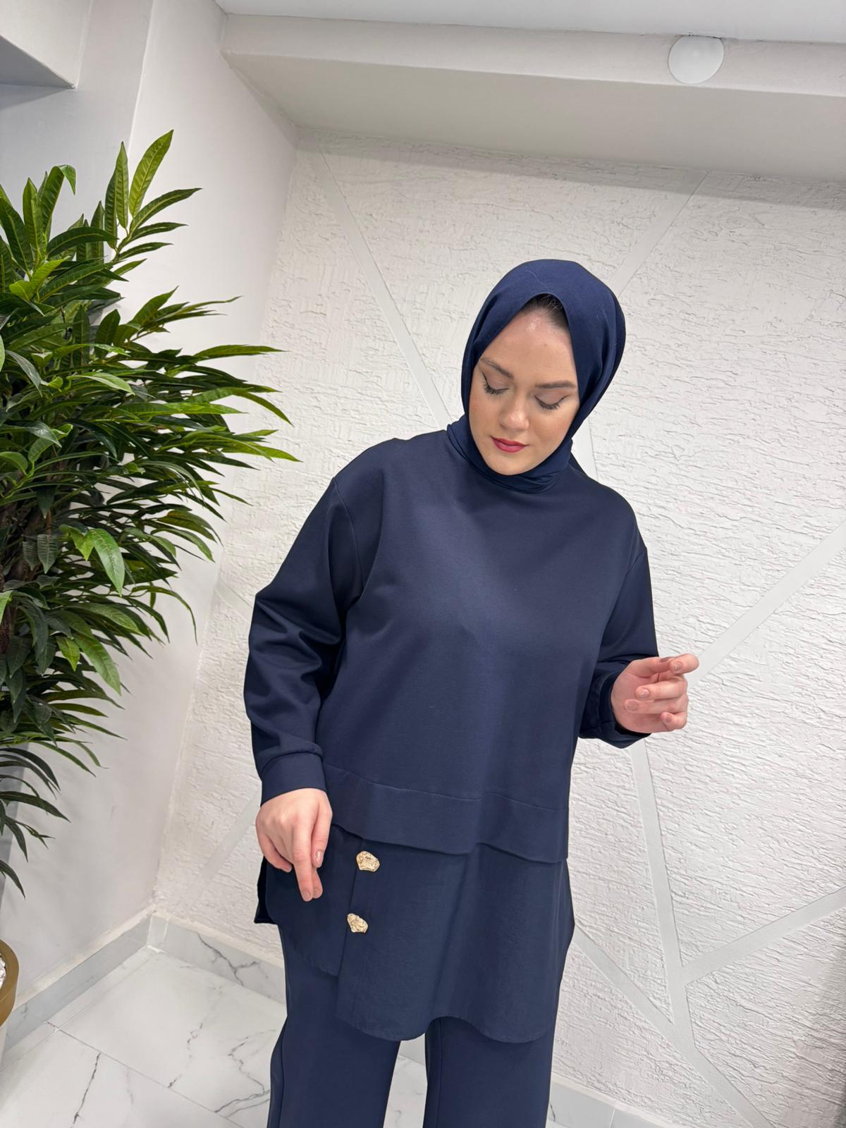 CEREMONY 6931 ÖNÜ GOLD DÜĞME DETAYLI PANTOLONLU TAKIM LACİVERT