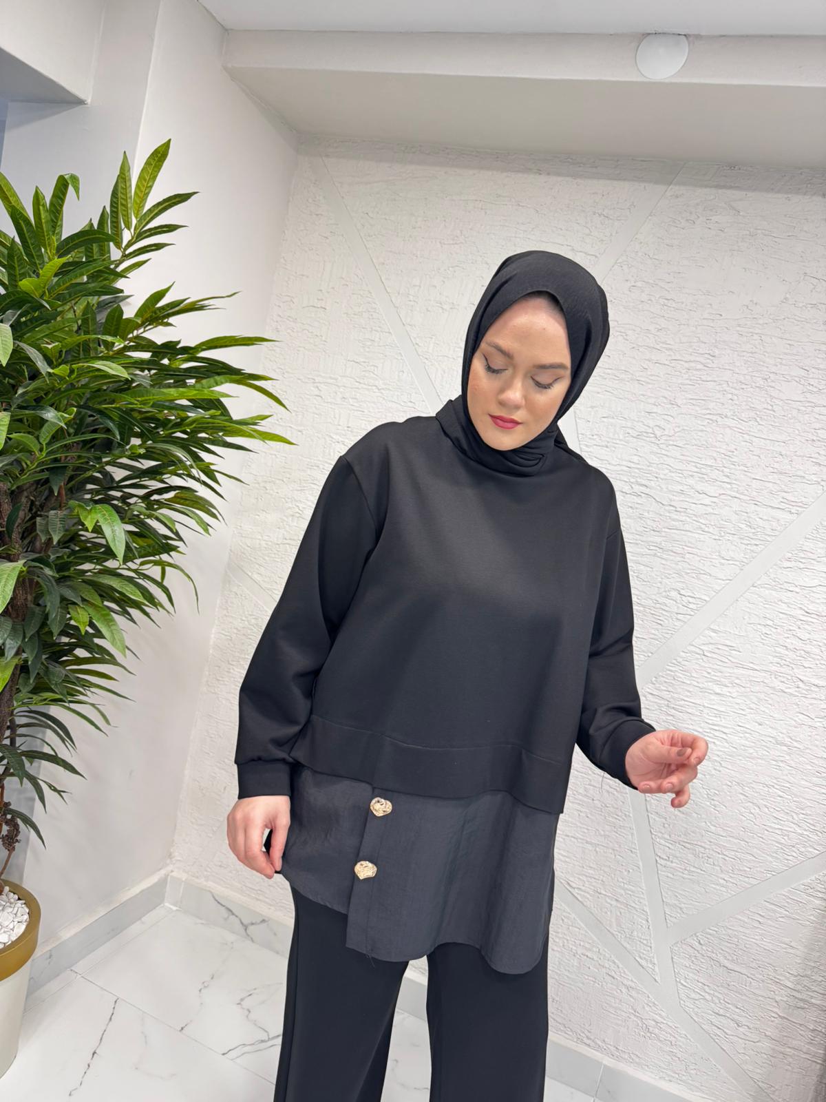 CEREMONY 6931 ÖNÜ GOLD DÜĞME DETAYLI PANTOLONLU TAKIM SİYAH