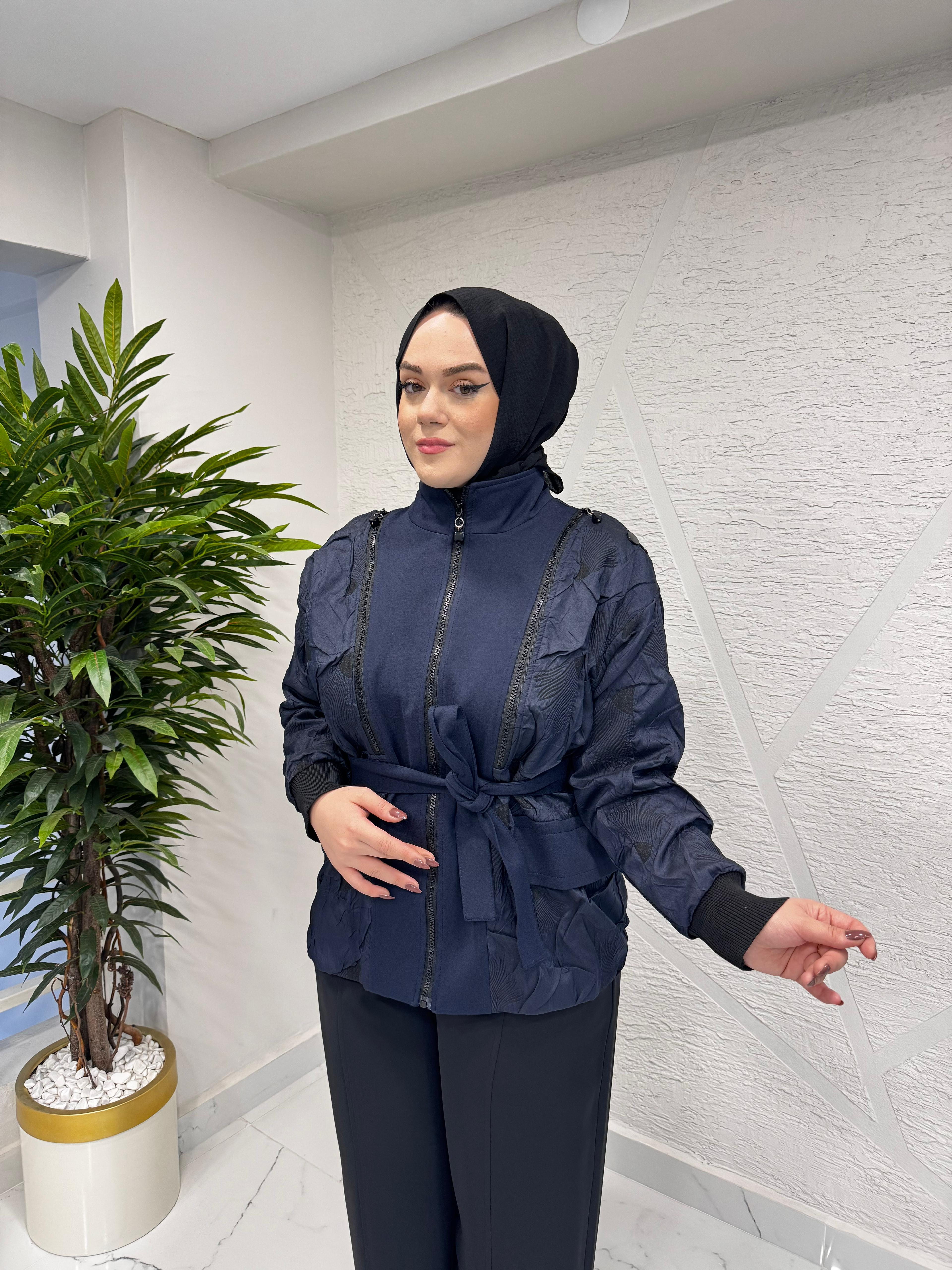 CEREMONY 6848 SANTANA ÖRME GARNİLİ KISA KAP LACİVERT