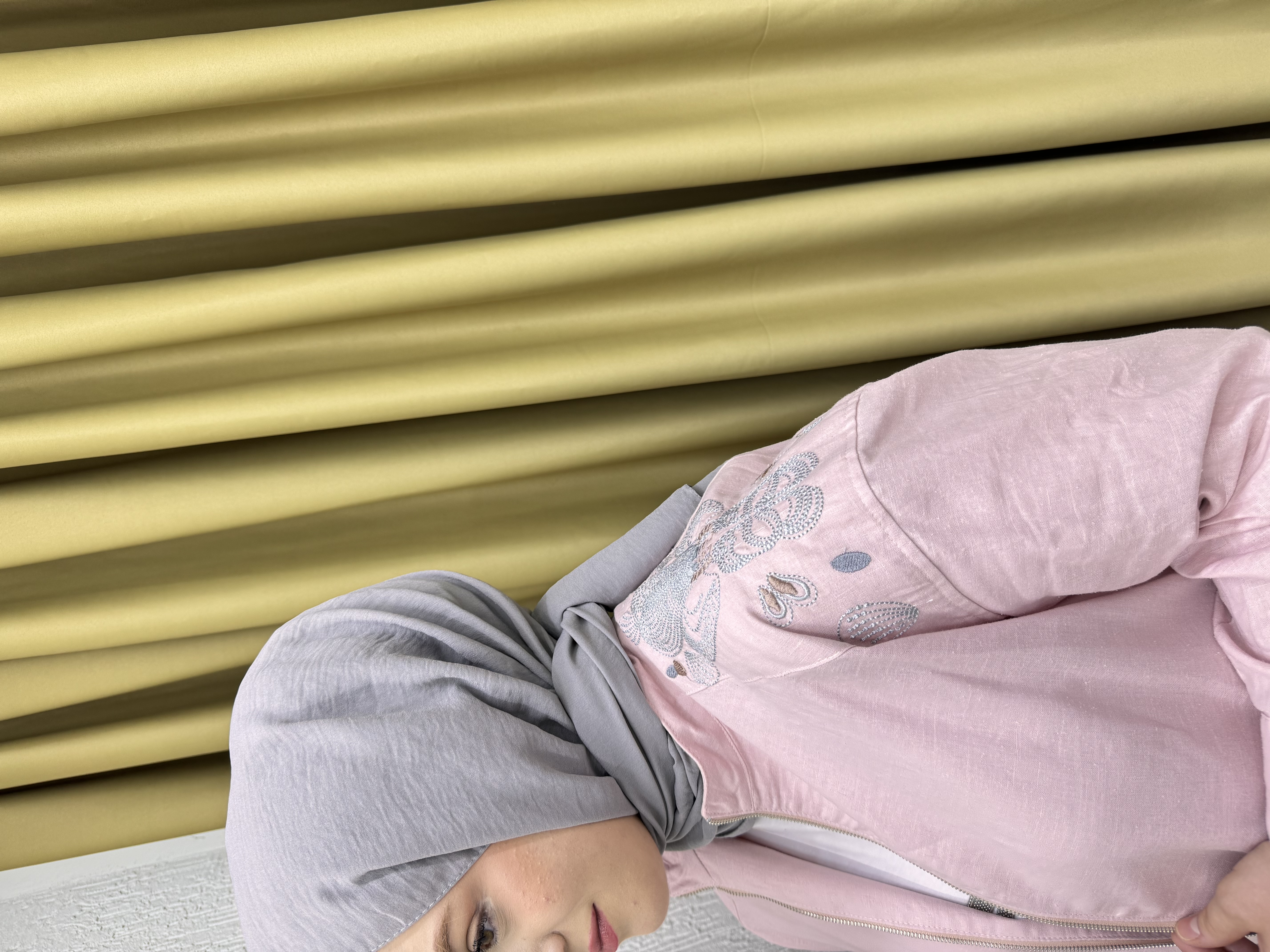 LİSA 5040 NAKIŞLI KETEN CEKET PEMBE