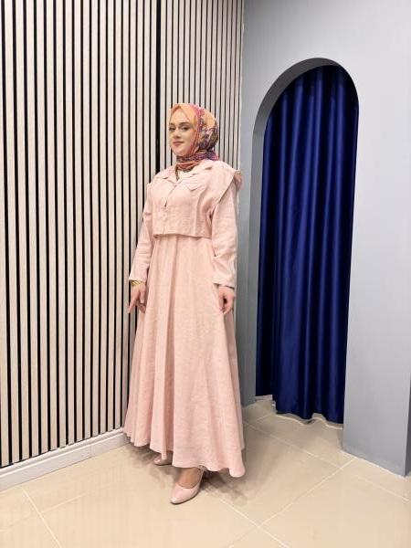 CEREMONY 5773 KENDİSİNDEN BOLEROLU CUPRA ELBİSE PEMBE