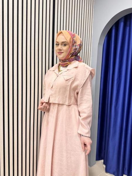 CEREMONY 5773 KENDİSİNDEN BOLEROLU CUPRA ELBİSE PEMBE