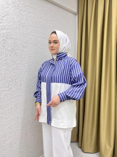 MISSEMRAMISS 4839 ÇİZGİLİ TUNİK LACİVERT