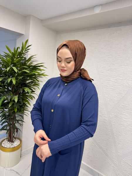 NİLİWİ 3055 ETEK UCU FİTİLLİ ARA BOY TRİKO HIRKA LACİVERT