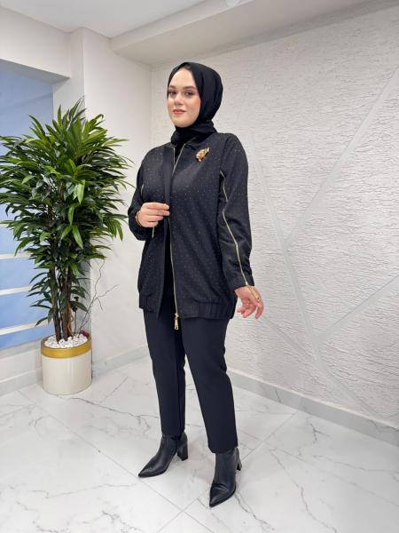 MISSEMRAMISS 4885 GLOWE BOMBER CEKET PANTOLON TAKIM SİYAH