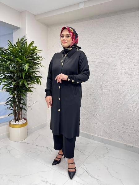 MISSEMRAMISS 4940 DÜĞME DETAY SCUBA KAP SİYAH