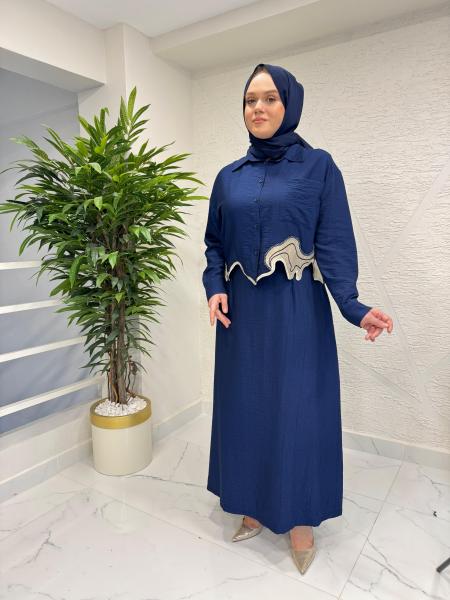 MISSEMRAMISS 5170 CUT SHIRT ELBİSE GÖMLEK TAKIM LACİVERT