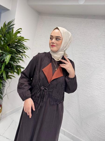 LISSMORE 5792 CEKETLİ ELBİSE KAHVERENGİ