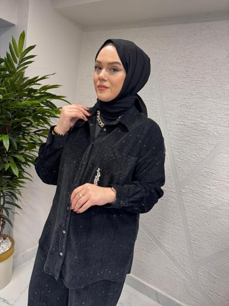 CEREMONY 6123-6309 BOL PAÇA QUEEN PANTOLON TAKIM SİYAH