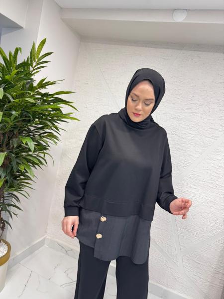 CEREMONY 6931 ÖNÜ GOLD DÜĞME DETAYLI PANTOLONLU TAKIM SİYAH