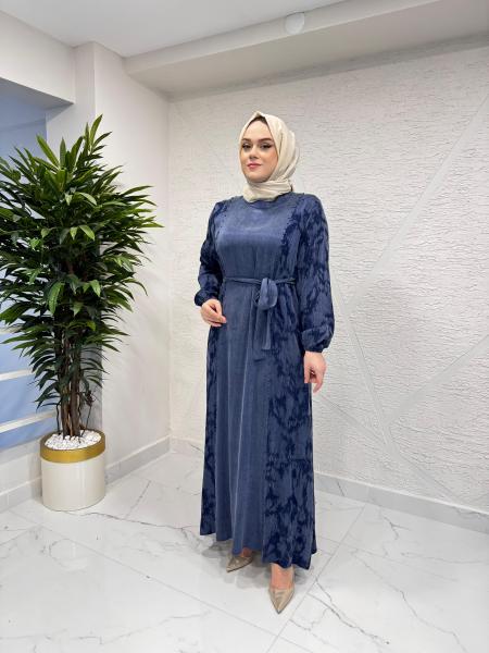 CLEMENCE 5435 İPEK ELBİSE LACİVERT