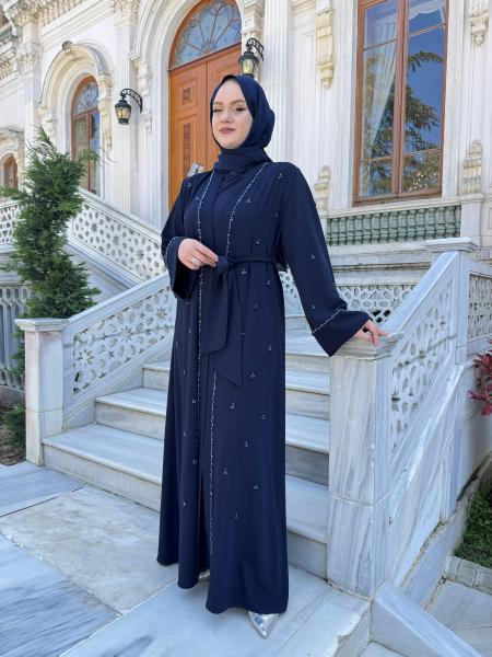 ETRUCCI 6278 (İÇLİKSİZ) ÖN PATI TAŞ İŞLEME DETAYLI ABAYA LACİVERT