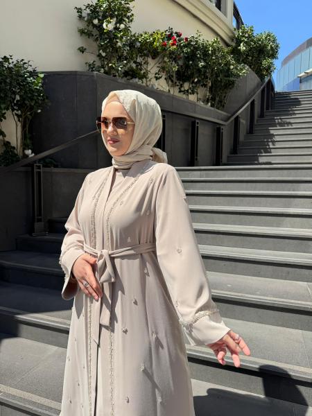 ETRUCCI 6278 (İÇLİKSİZ) ÖN PATI TAŞ İŞLEME DETAYLI ABAYA BEJ