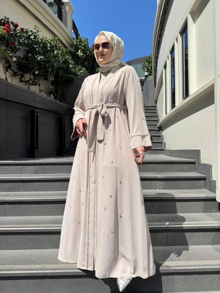 ETRUCCI 6278 (İÇLİKSİZ) ÖN PATI TAŞ İŞLEME DETAYLI ABAYA BEJ