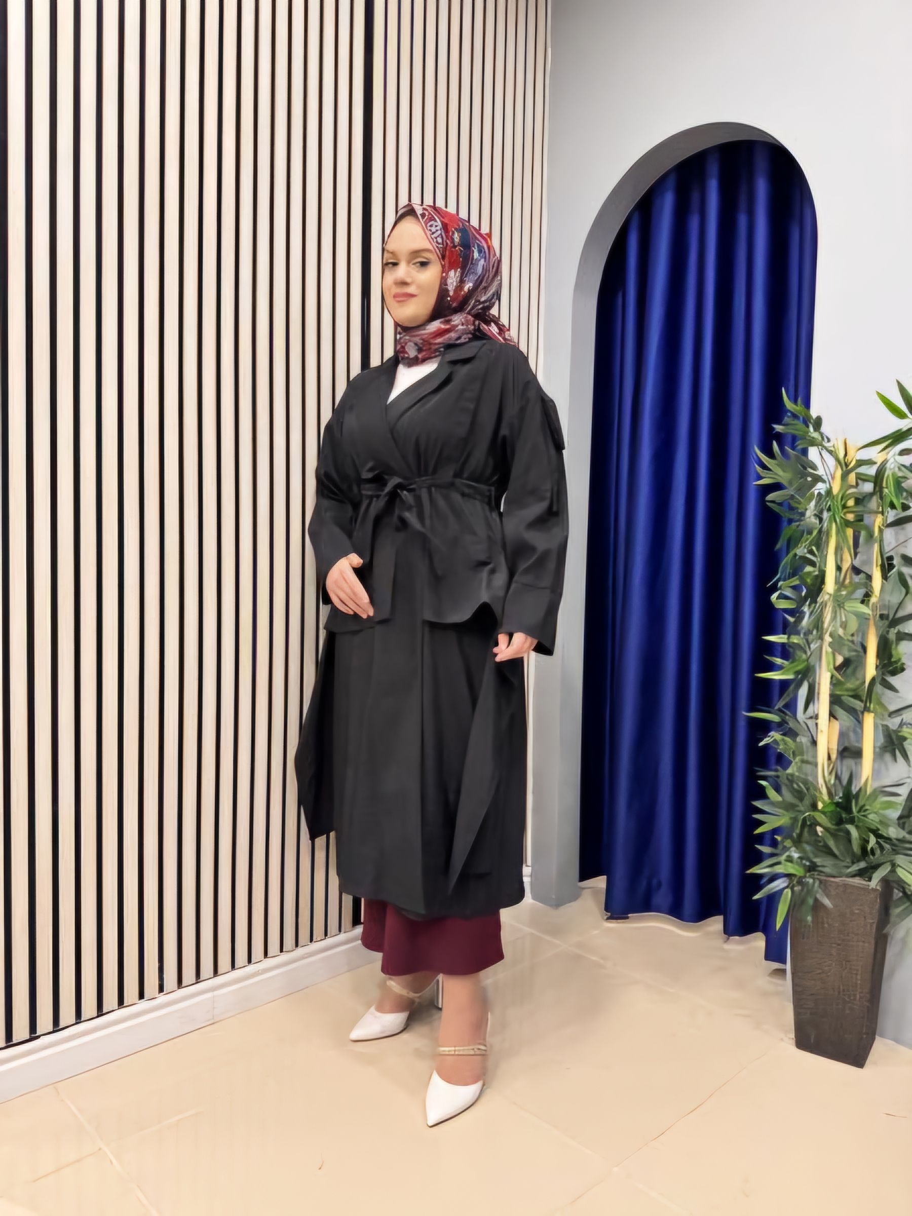 CEREMONY 5831 YANI VOLANLI SLOPET DETAYLI DUBAI KAP SİYAH