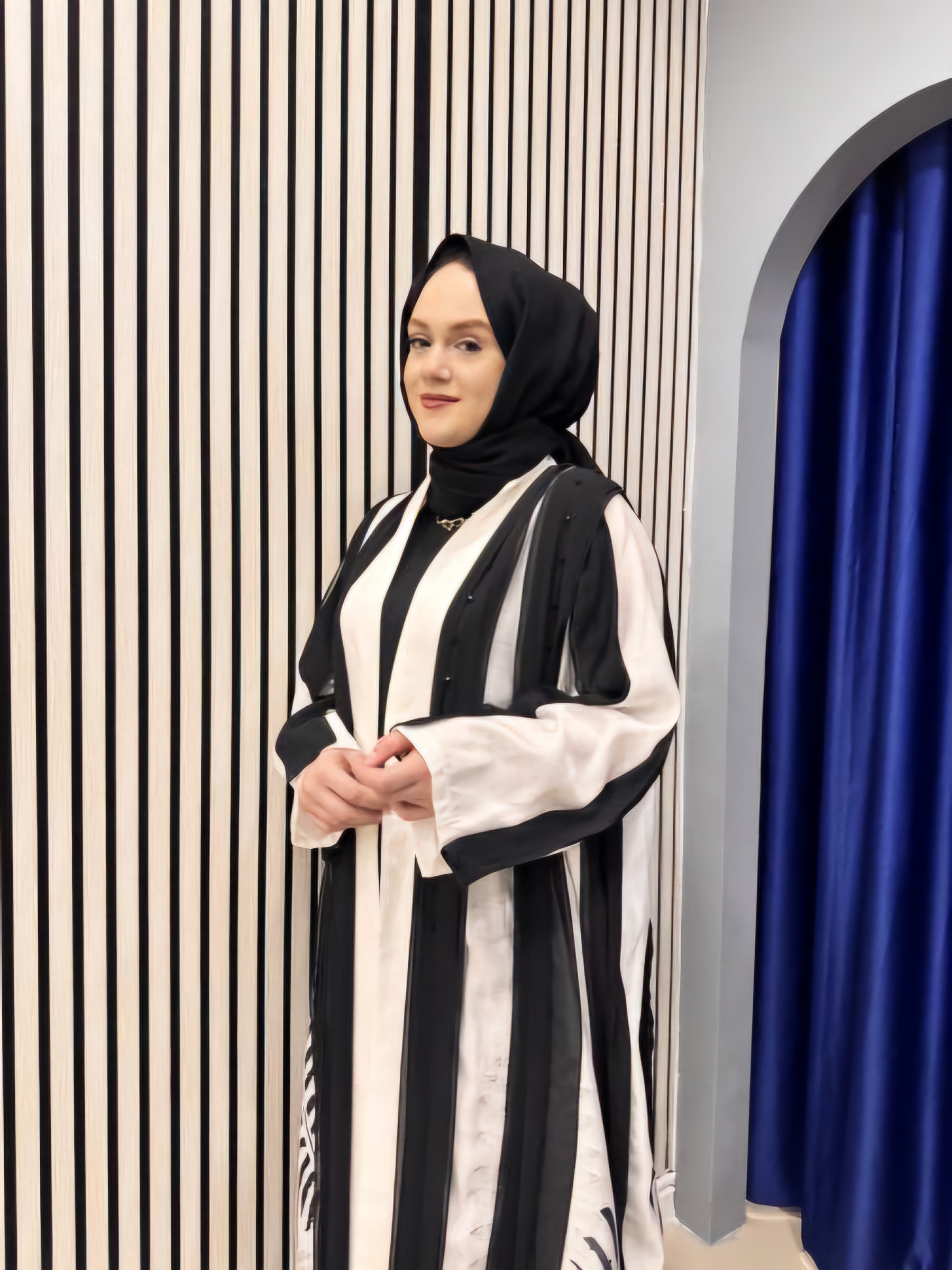 CEREMONY 5828 ABAYA YAPRAK DESEN KAP EKRU